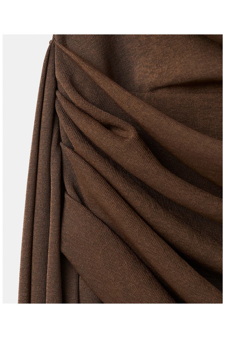 Drape Neck Ruched Minidress, Alternate, color, BROWN