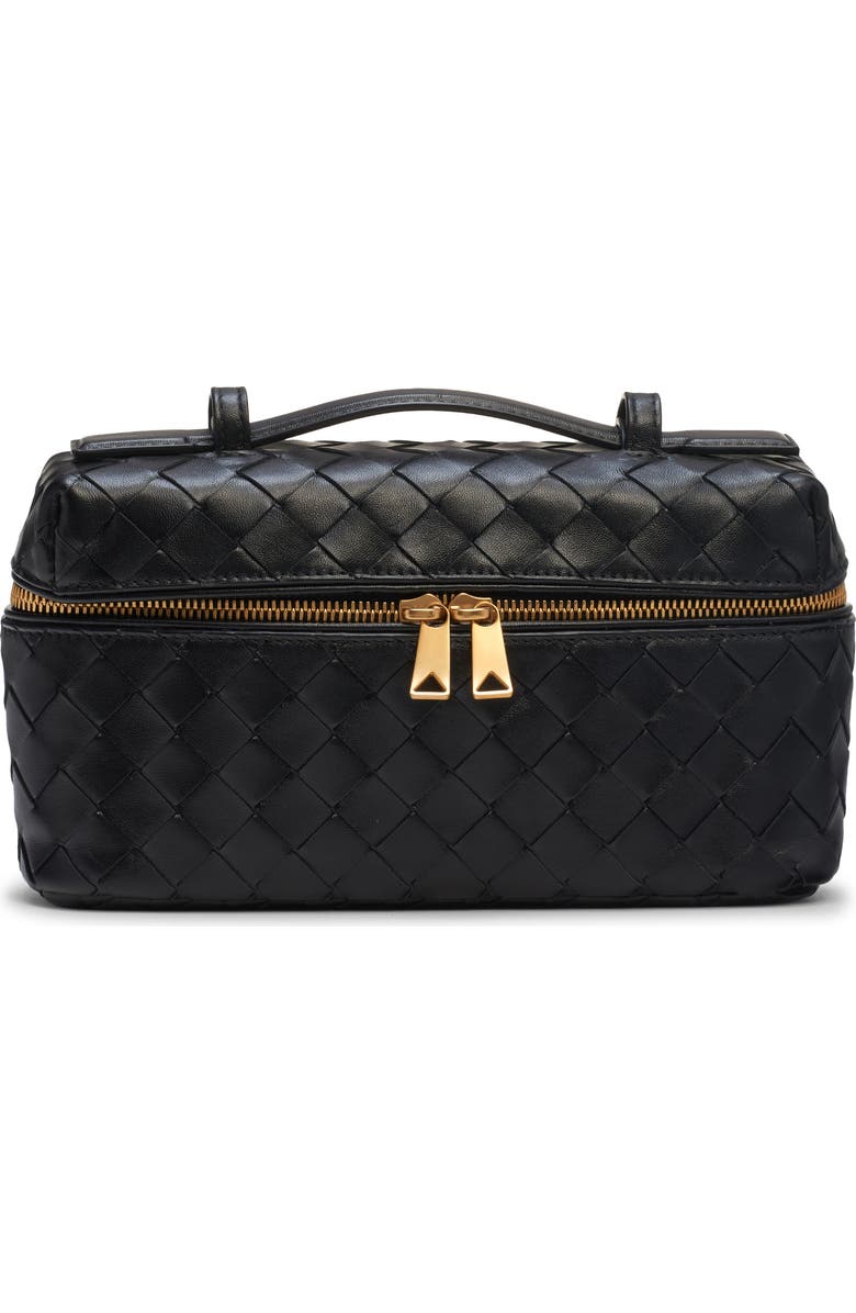 Bottega Veneta Intrecciato Leather Convertible Vanity Case, Main, color, 8425 Black-Gold
