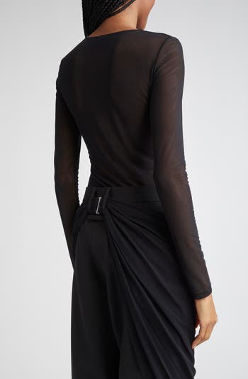 Flocked Velvet Tattoo Logo Mesh Top