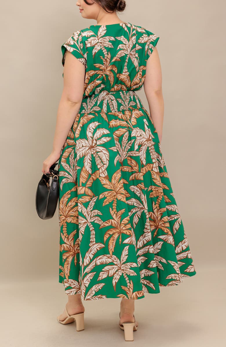 FLYING TOMATO Palm Zip Front Maxi Dress, Alternate, color, Green