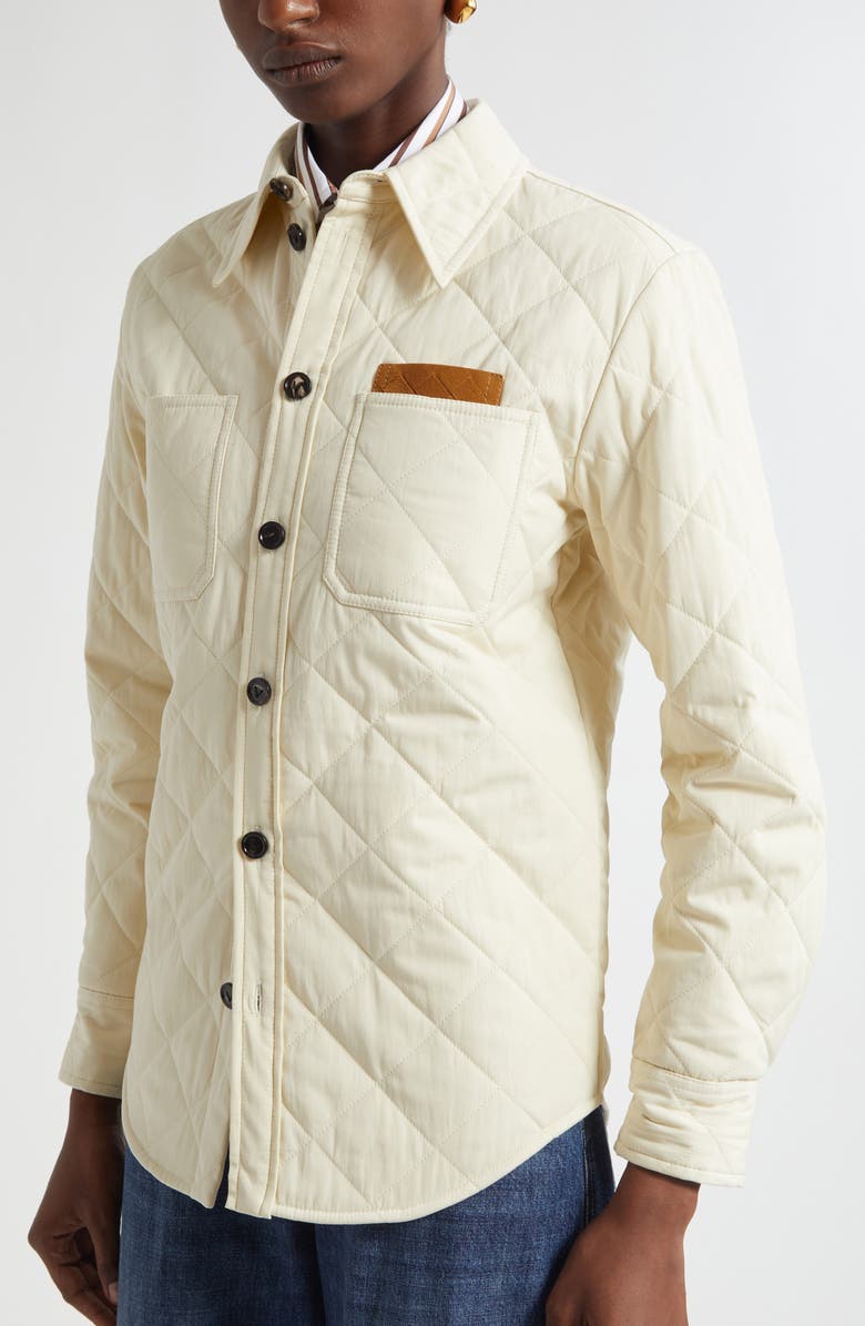Bottega Veneta Quilted Cotton Blend Overshirt, Alternate, color, 9028 Sea Salt