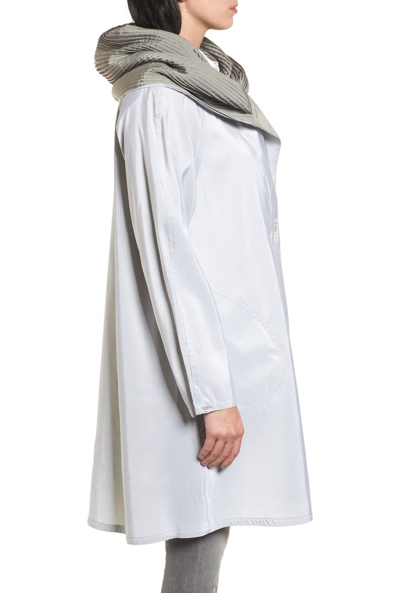 Reversible Pleat Hood Packable Travel Coat, Alternate, color, DOVE
