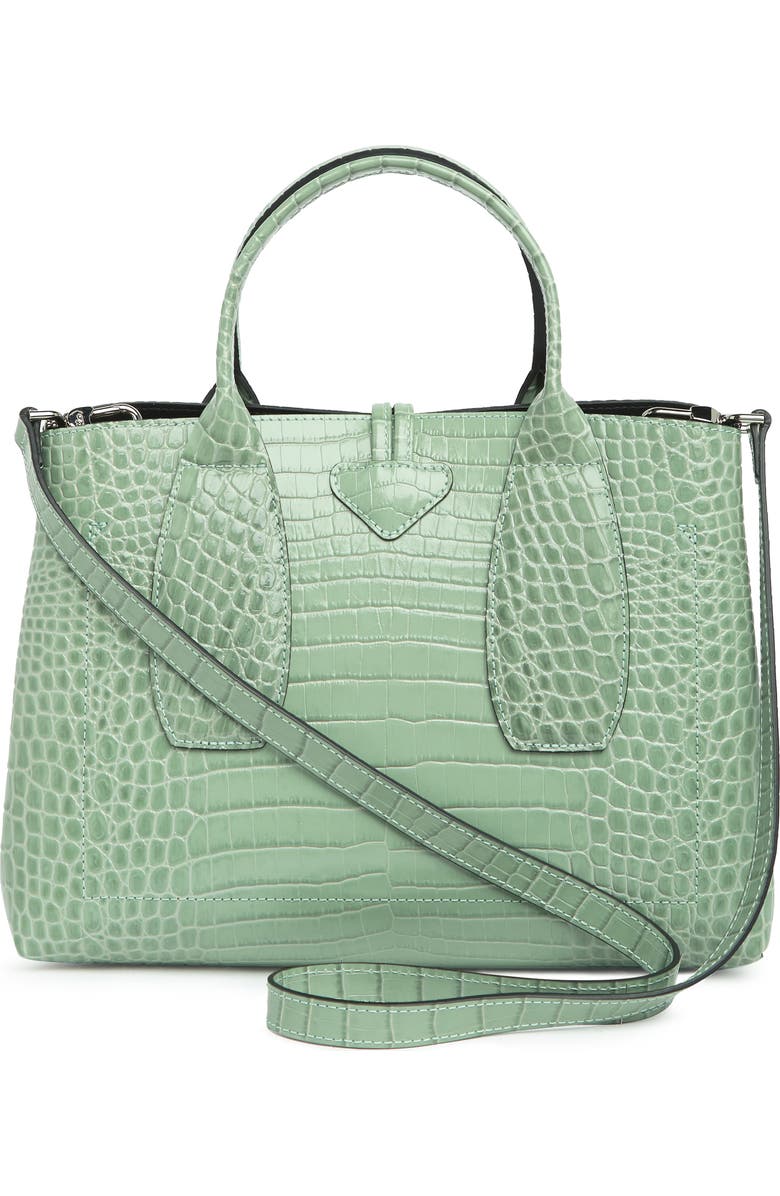 Longchamp Croc Embossed Leather Tote Bag, Alternate, color,