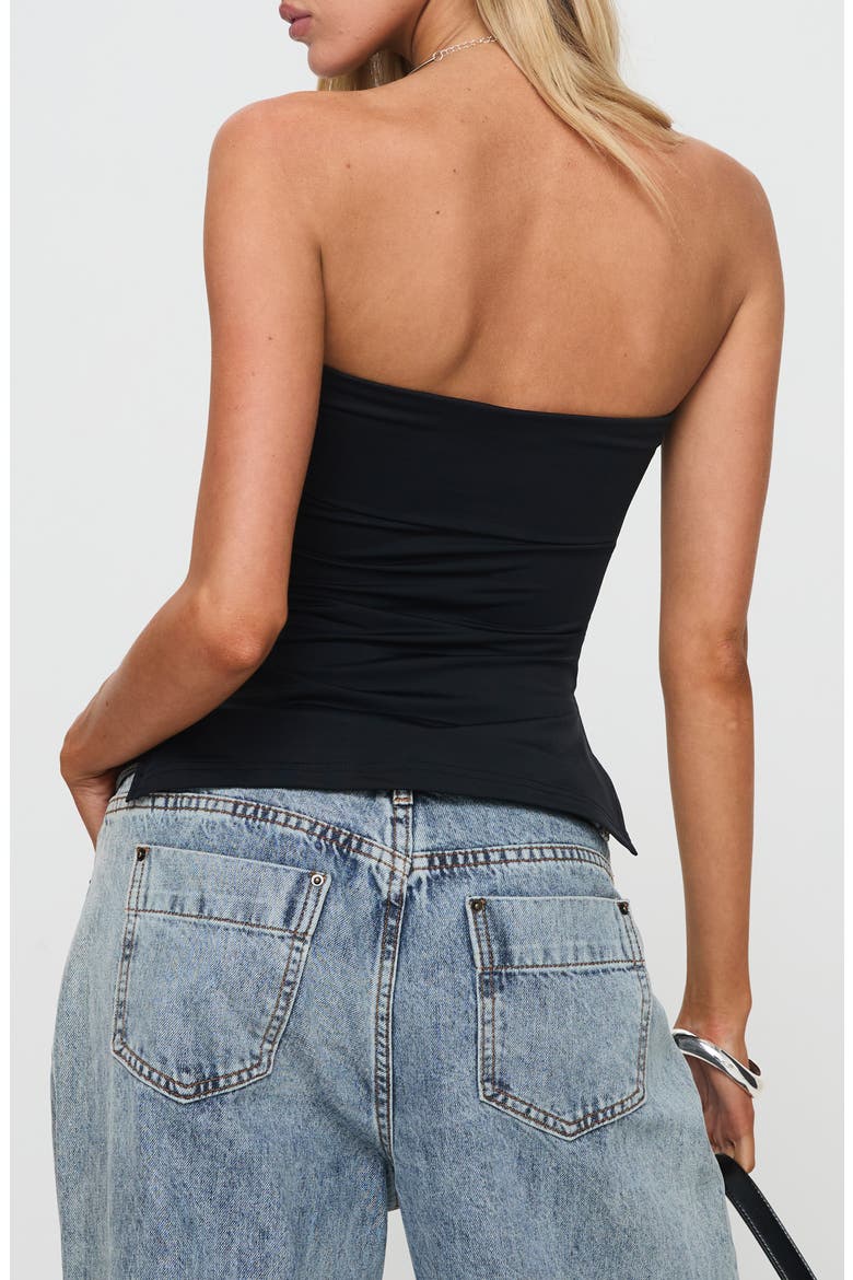 Strutter Foldover Side Slit Strapless Top, Alternate, color, BLACK