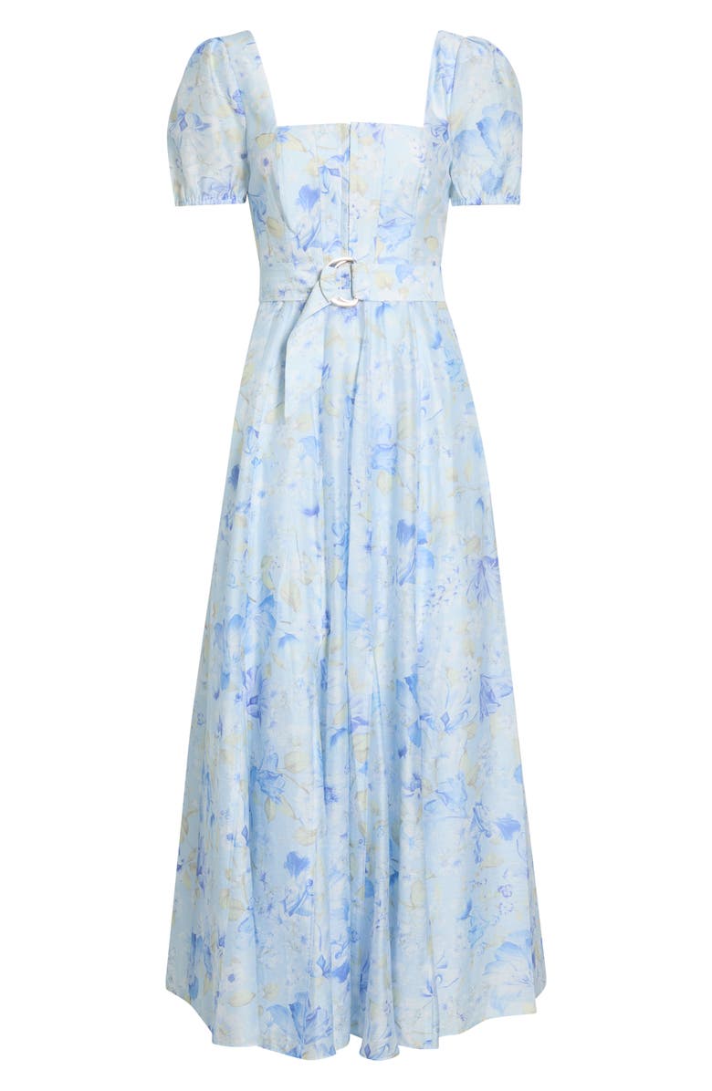 Ever New Marigold Belted Maxi Dress, Alternate, color, Blue Macy Floral