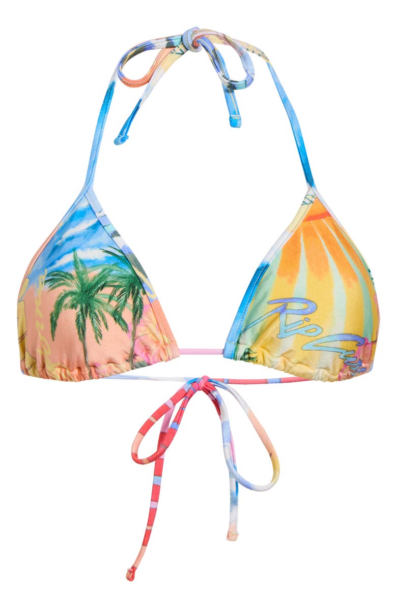 Rip Curl Hotel Malibu Sliding Triangle Bikini Top, Alternate, color, Yellow Multi