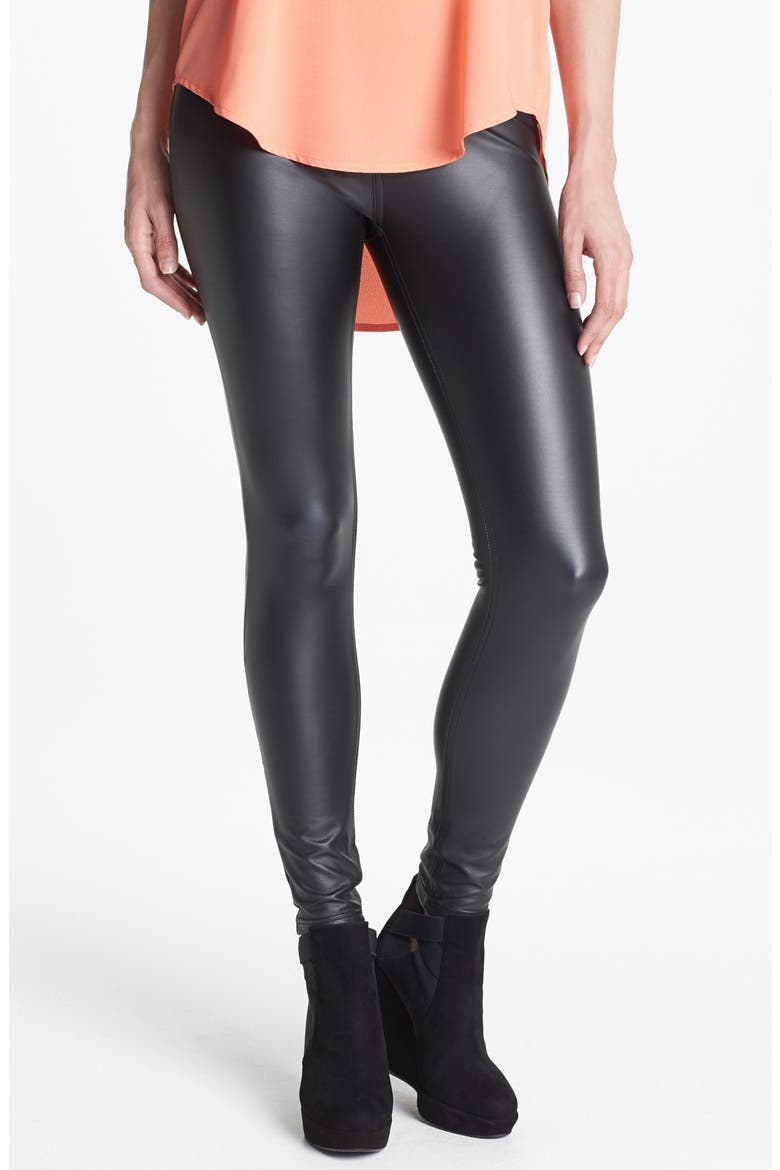 'Leatherette' Leggings, Main, color, BLACK