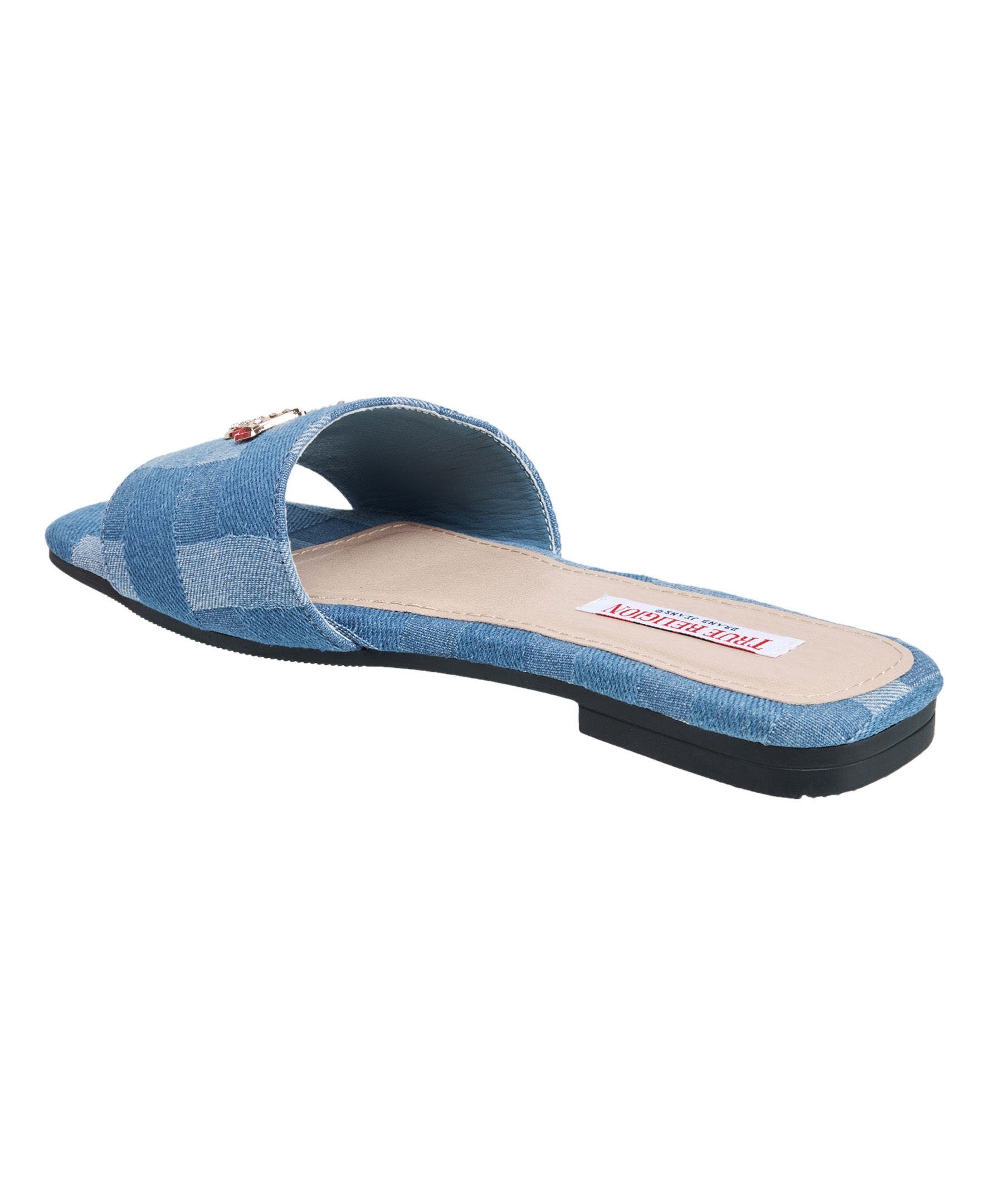Mona Bling Logo Single Band Sandal, Alternate, color, Denim