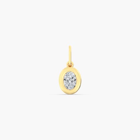 Oval Domed Lab Diamond Charm in 14K