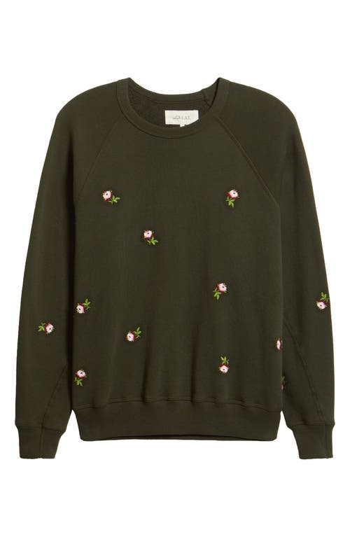 The Great . The College Embroidered Rose Sweatshirt In Green