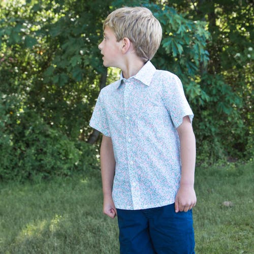 Beet World Boys Collar Shirt In Pastel Green And Peach