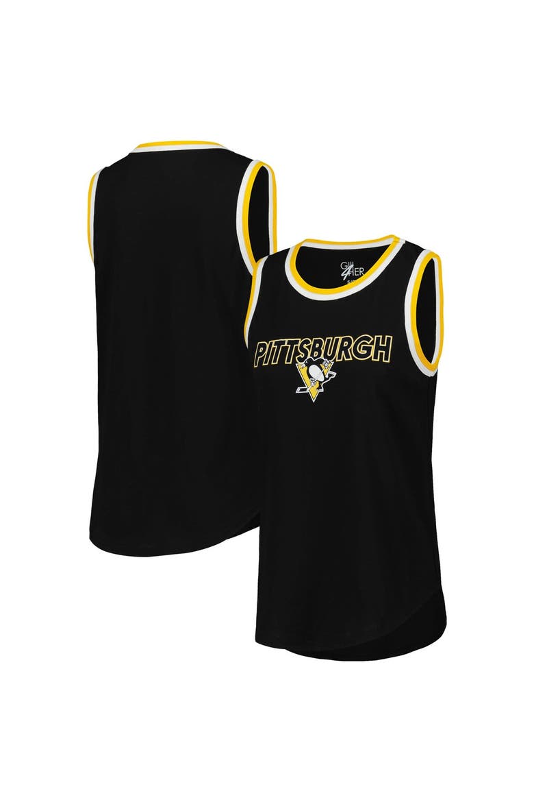 Women's G-III 4Her by Carl Banks Black Pittsburgh Penguins Strategy Tank Top, Alternate, color, Black