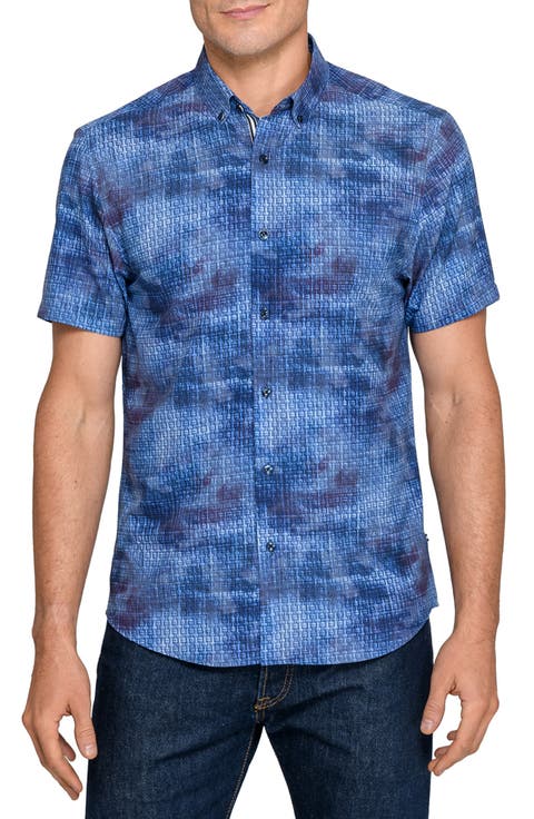 Textured Woven Short Sleeve Basic