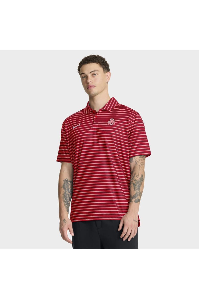 Men's Nike Scarlet Ohio State Buckeyes 2025 Coaches Premium Tour Stripe Dri-FIT Polo, Main, color, Scarlet