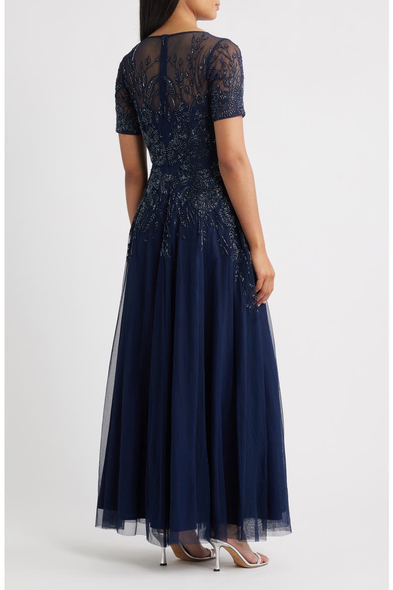 Embellished Illusion Neck Gown, Alternate, color, NAVY