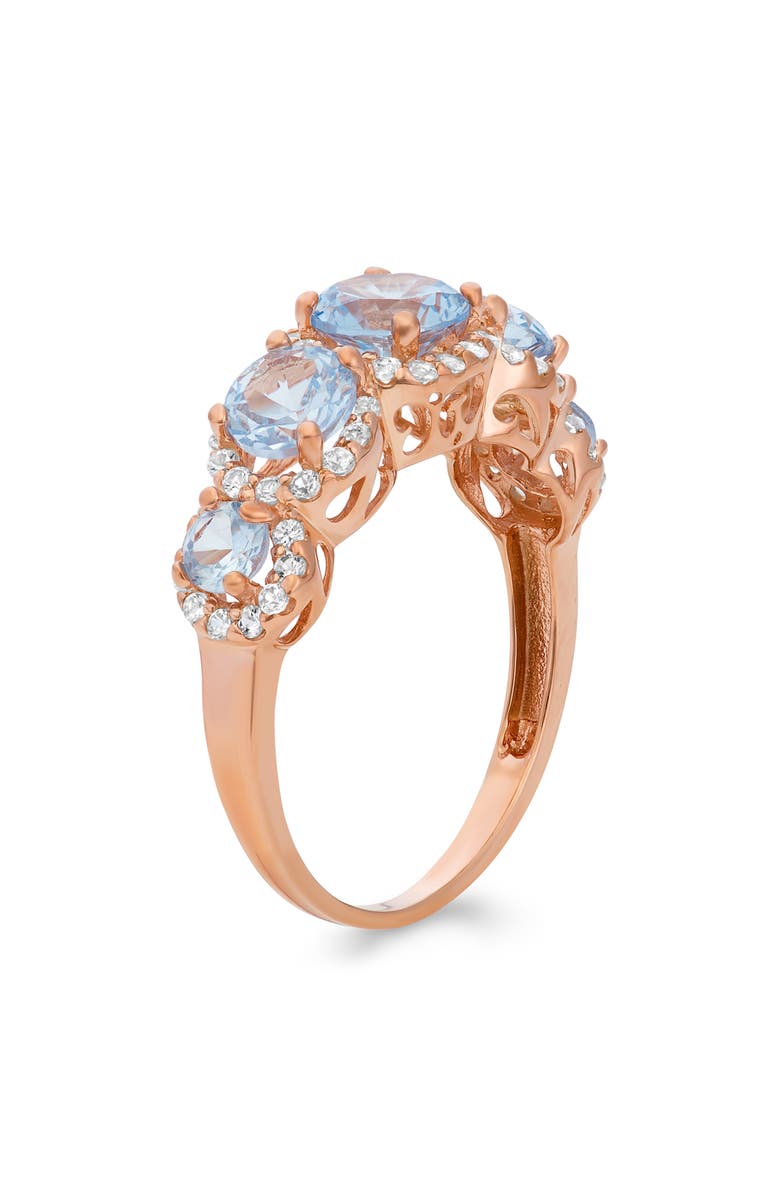 FUZION CREATIONS Lab Created Aquamarine & White Sapphire Ring, Alternate, color, Rose