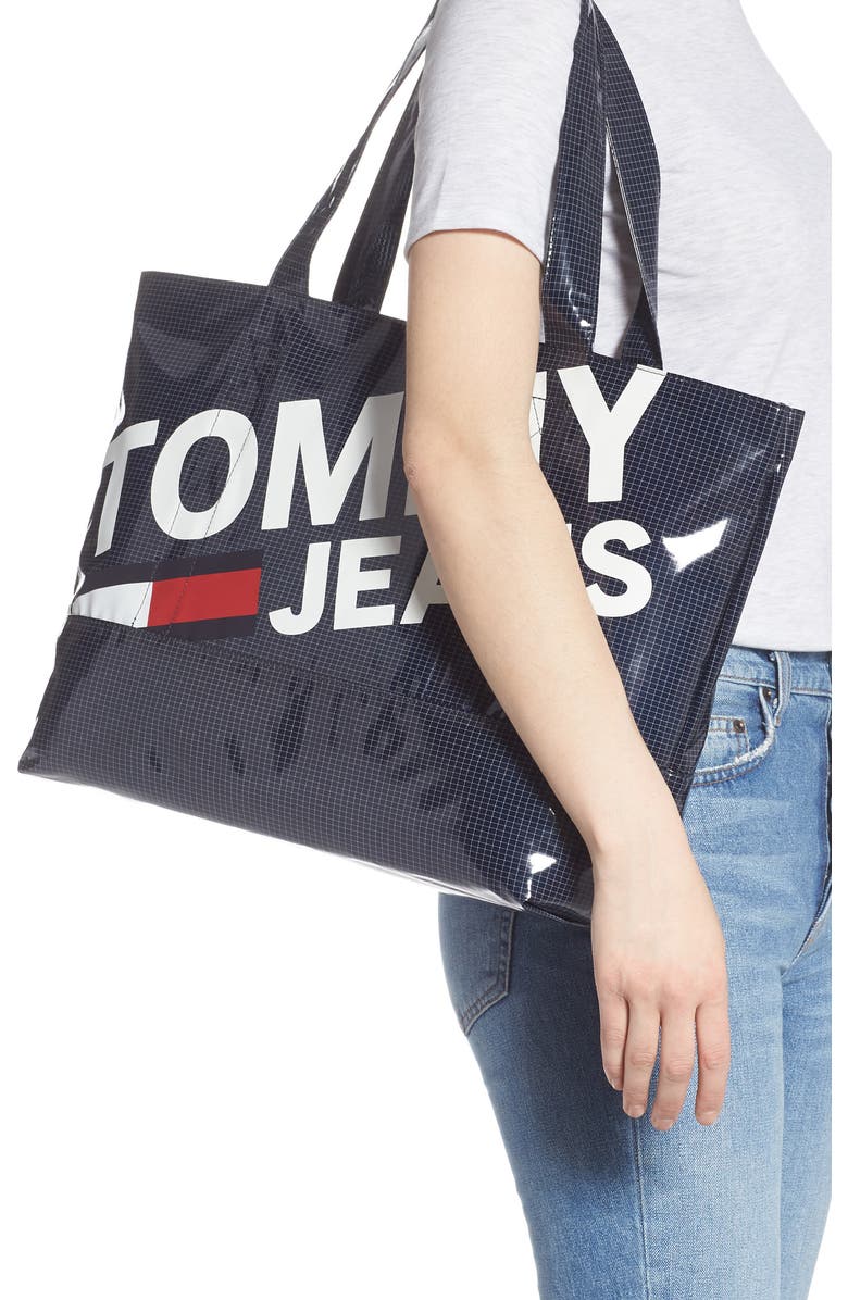 TOMMY JEANS Transparent Logo Tote, Alternate, color,