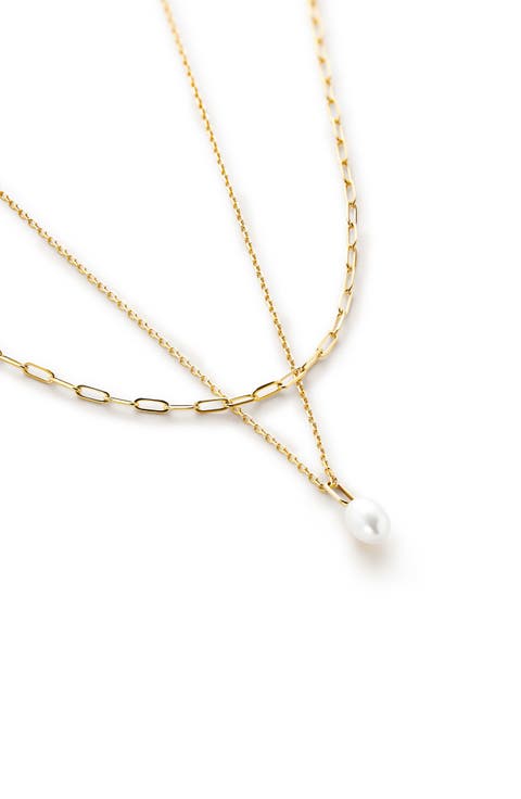 Layered Necklace - Gold Pearl Layers Set