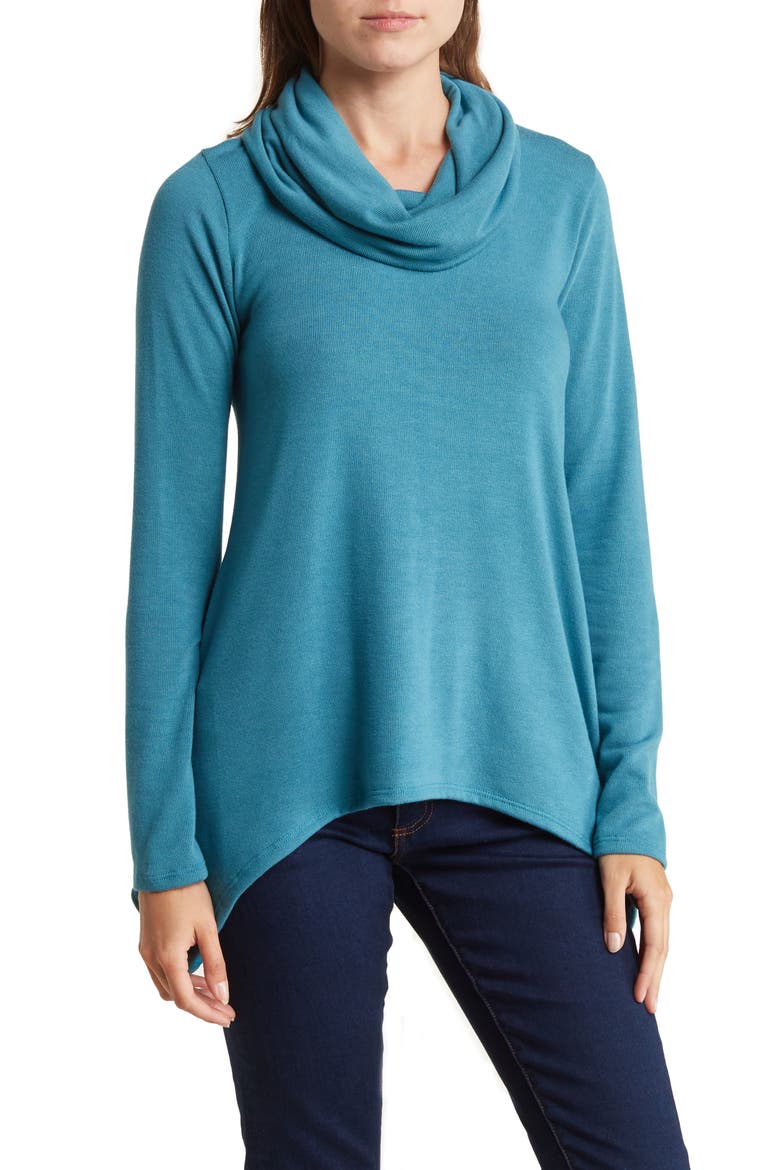 Cowl Neck Swing Hem Sweater, Main, color, SKYDIVER