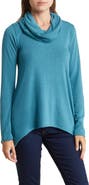 GO COUTURE Cowl Neck Swing Hem Sweater