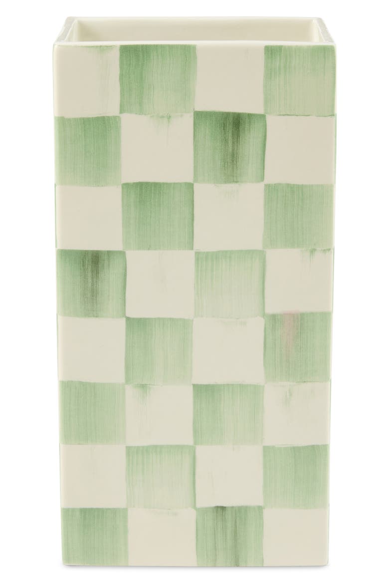 Sage Check Pillar Vase, Main, color, GREEN