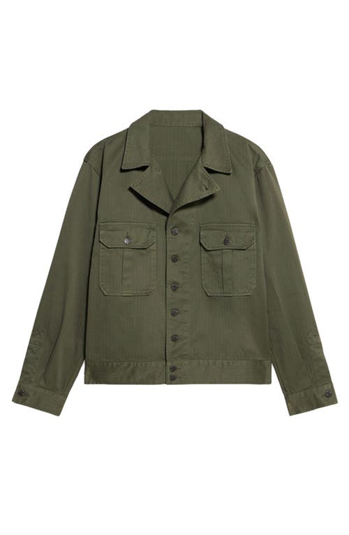 Fortela Khai Herringbone Cotton Overshirt In Green