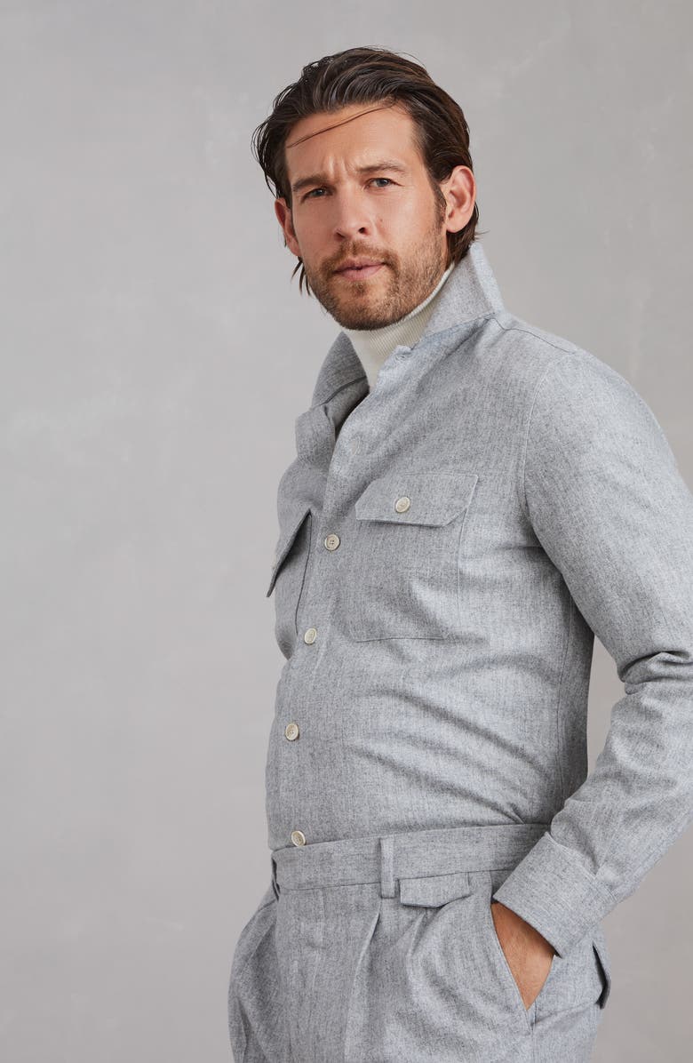 Brunello Cucinelli Virgin wool flannel overshirt, Alternate, color, 