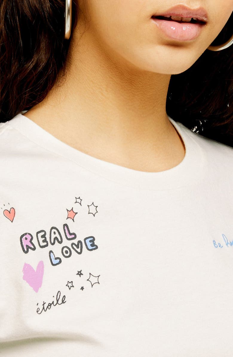 Topshop Embroidered Doodle Tee, Alternate, color, 