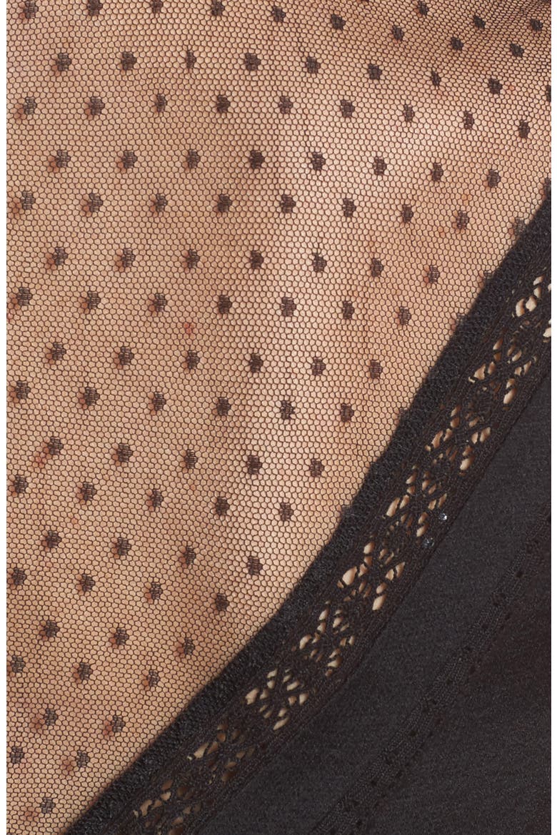 Mesh Panel Midi Dress, Alternate, color, BLACK