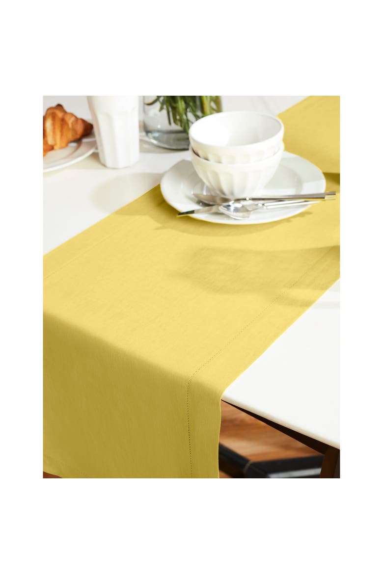 Linen Table Runner - Sonoma Hemstitch, Alternate, color, Yellow