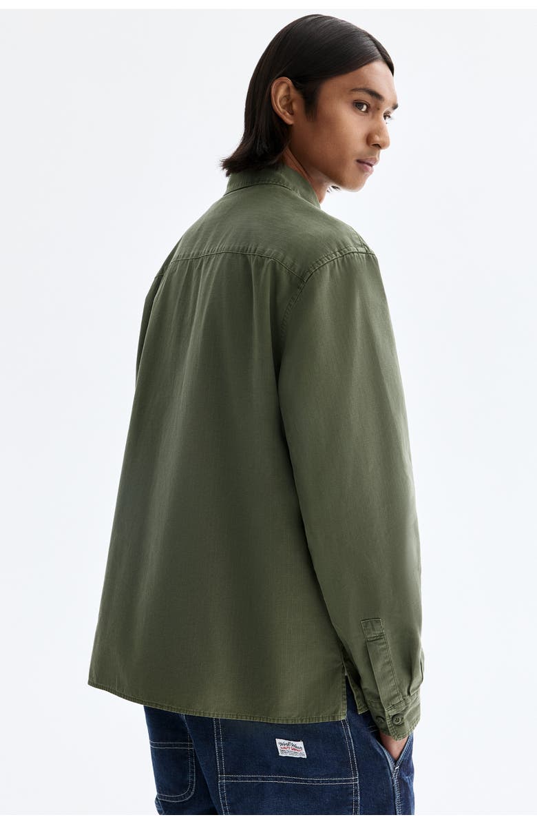 H&M Regular Fit Utility Shirt, Alternate, color, Dark Khaki Green