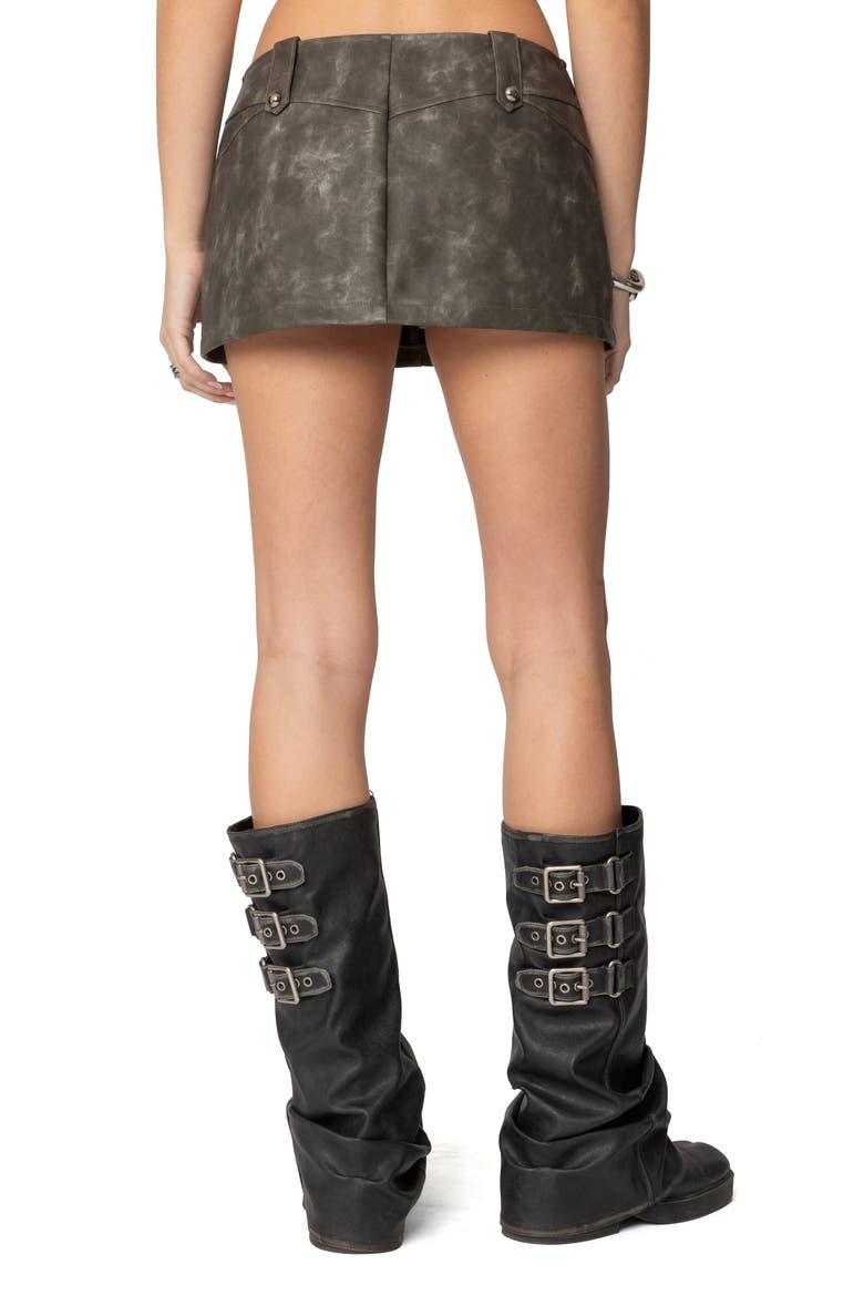 Bar Washed Faux Leather Miniskirt, Alternate, color, DARK-GRAY
