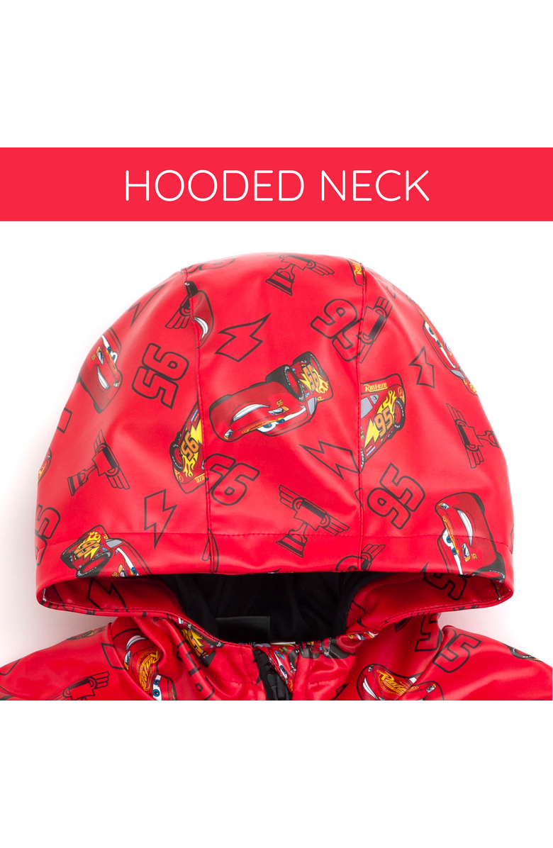 Disney Cars Lightning McQueen Hooded Zip-Up Rain Jacket, Alternate, color, Red Lightning Mcqueen