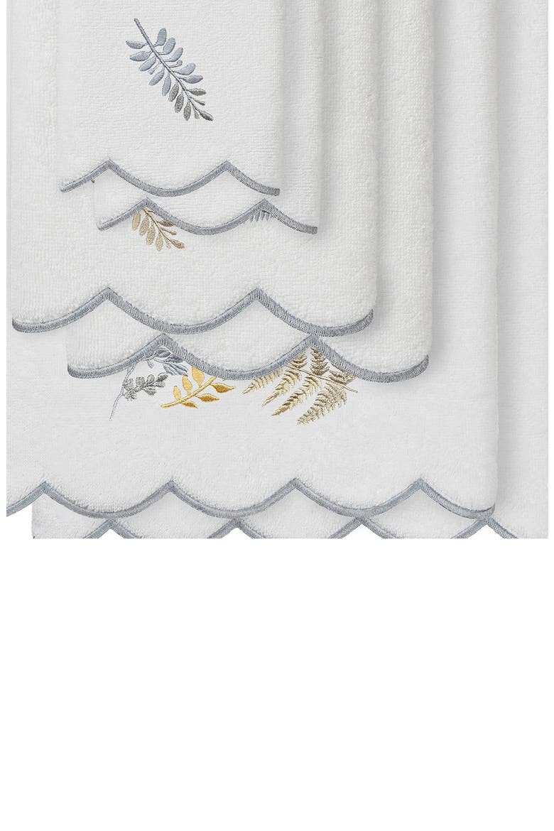 6-Piece Fern Toss Turkish Cotton Towel Set, Alternate, color, WHITE/ GRAY
