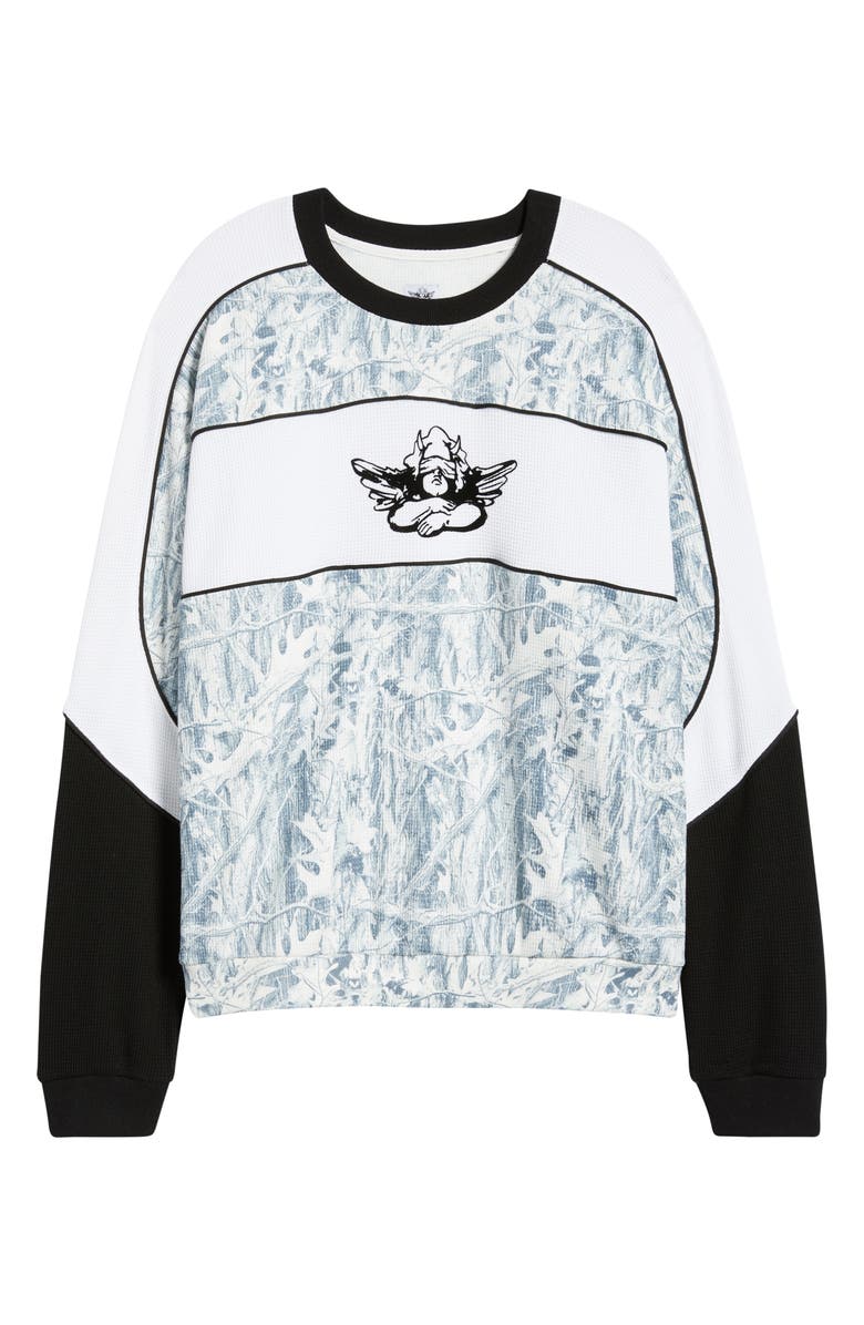 BOYS LIE Snowed In Camo Thermal Sweatshirt, Alternate, color, Black And White