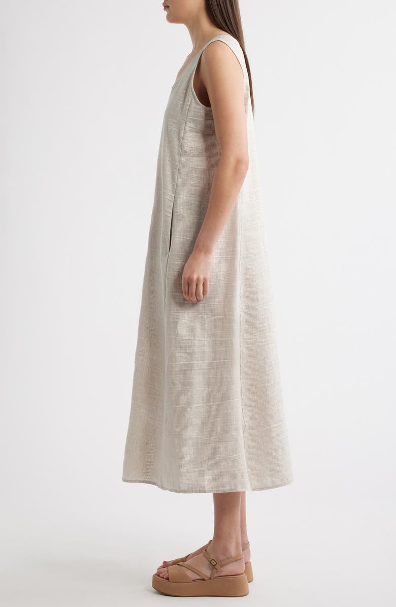 Eileen Fisher Scoop Neck Linen Blend Dress, Alternate, color, Wheat