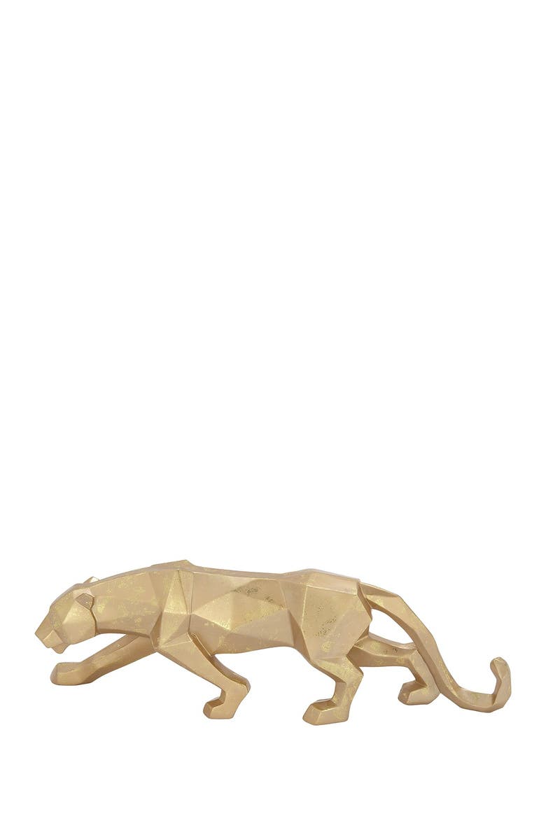 COSMO BY COSMOPOLITAN Goldtone Polystone Modern Leopard Sculpture, Main, color, 