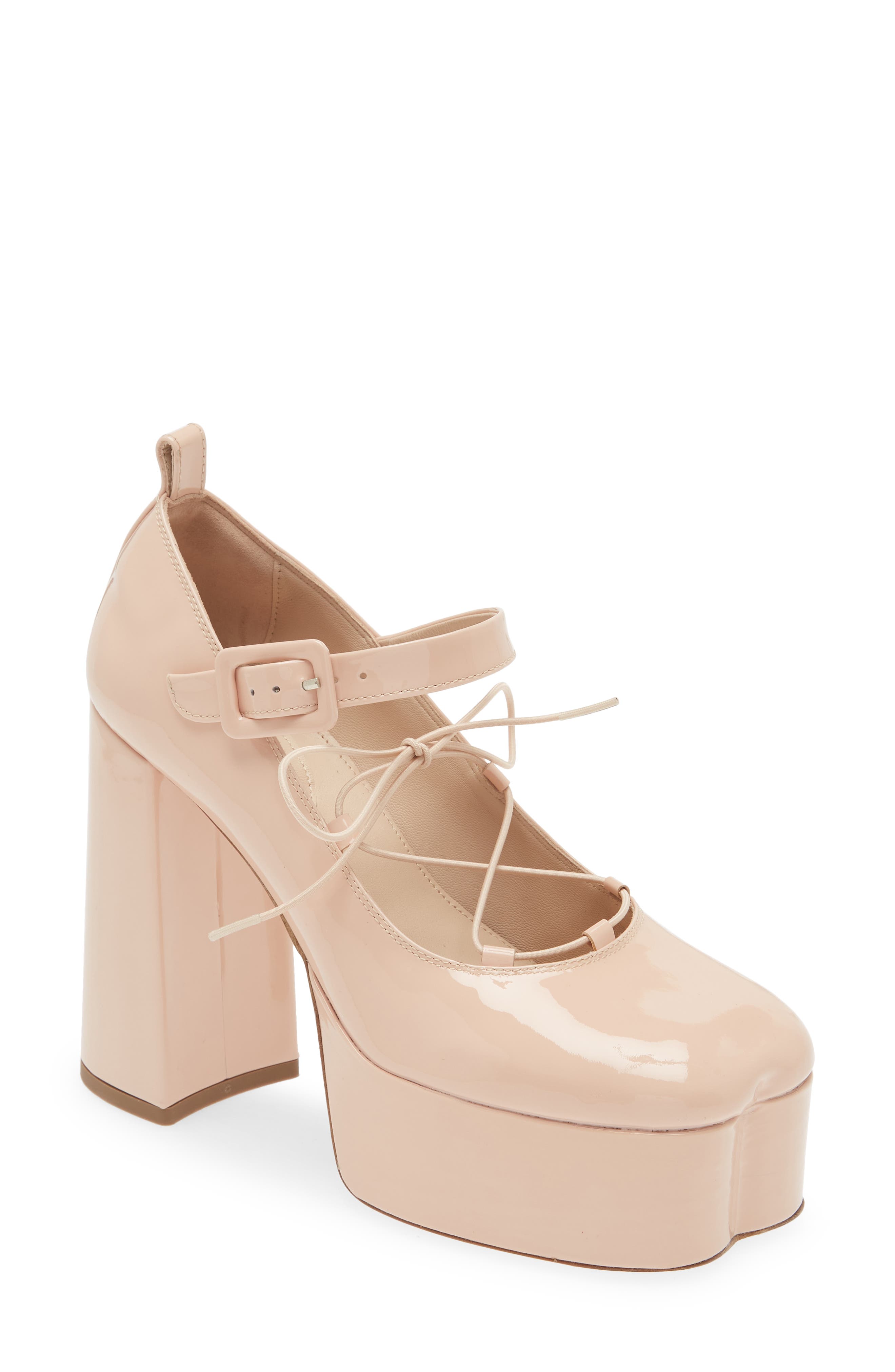 Simone Rocha Heart Toe Lace-Up Ballerina Mary Jane Platform Pump, Main, color, 
