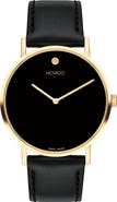 Movado Signature Leather Strap Watch, 40mm x 5.7mm