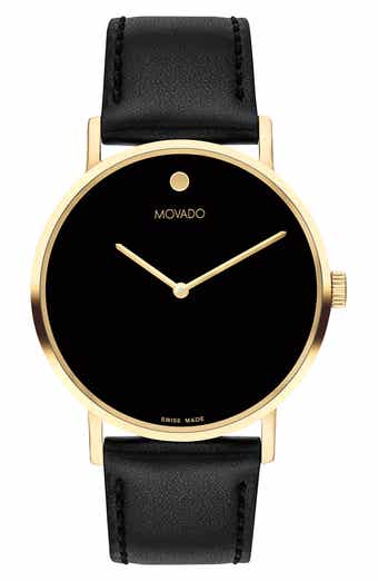 Movado Signature Leather Strap Watch, 40mm x 5.7mm