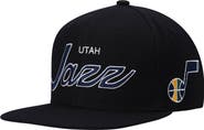Mitchell & Ness Men's Mitchell & Ness Black Utah Jazz Hardwood Classics Script 2.0 Snapback Hat