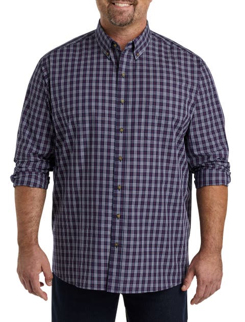 Big & Tall Easy-Care Small Plaid Sport Shirt