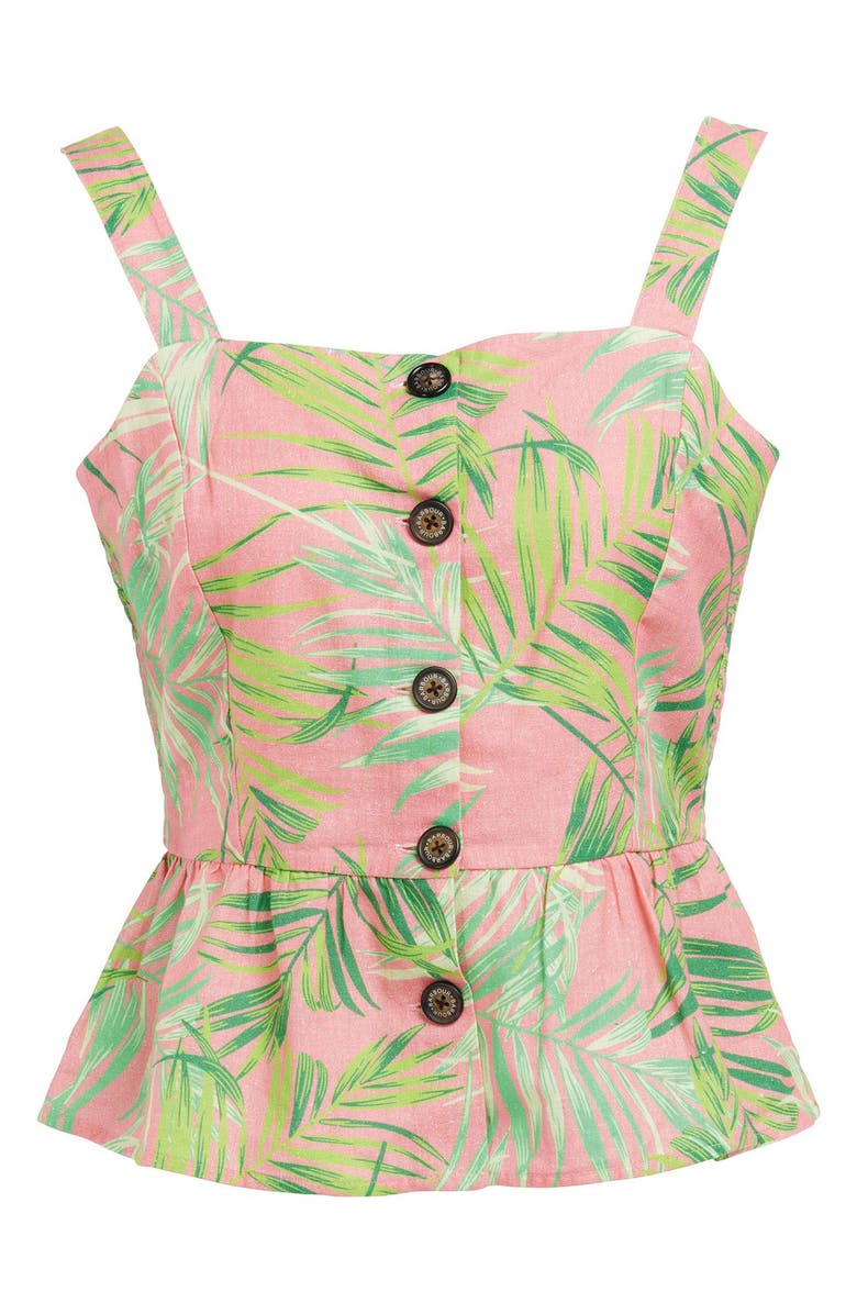 Barbour Aralia Frond Print Cotton Peplum Top, Alternate, color, Pink Multi