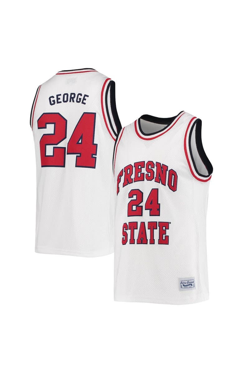 Retro Brand Men's Original Retro Brand Paul George White Fresno State Bulldogs Commemorative Classic Basketball Jersey, Main, color, 