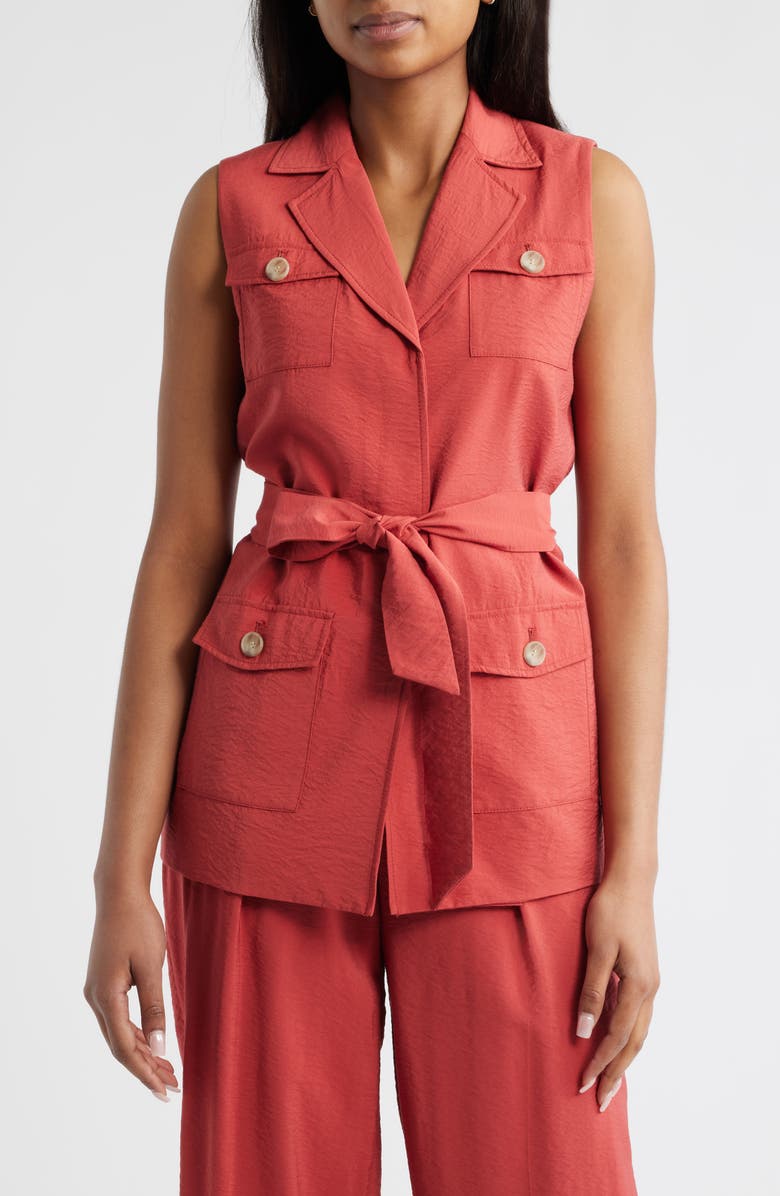 Anne Klein Textured Belted Vest, Main, color, 