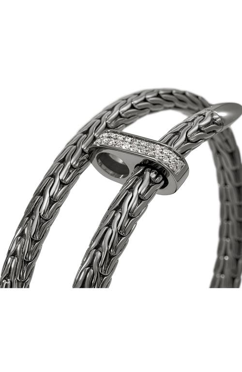 John Hardy Spear Flex Cuff, Diamonds In Dark Sterling Silver