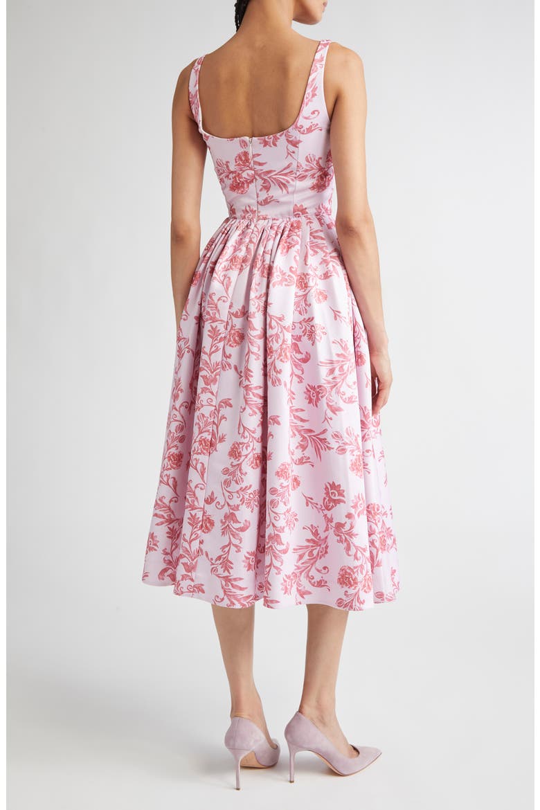 Eglantine Belted Cotton Poplin Fit & Flare Dress, Alternate, color, DAMASK FLORAL PINK