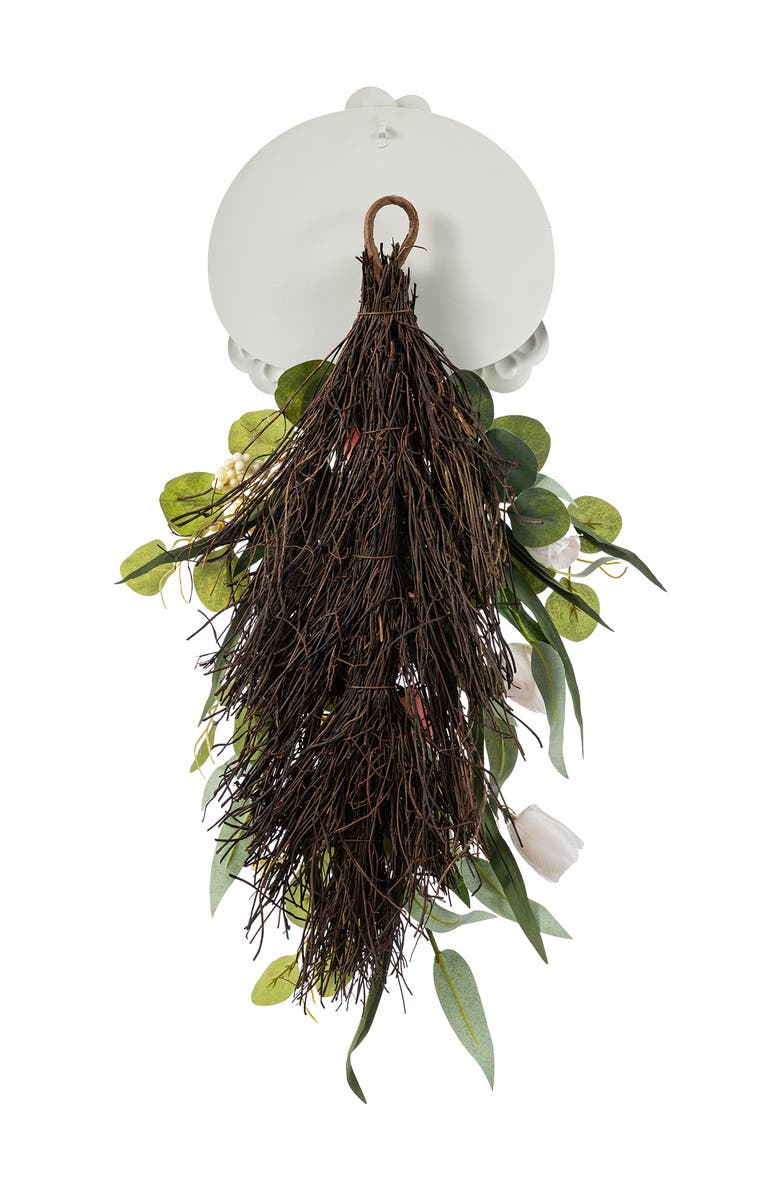 Glitzhome 26"H Easter Metal Bunny & Tulip Teardrop Wall Decor, Alternate, color, White