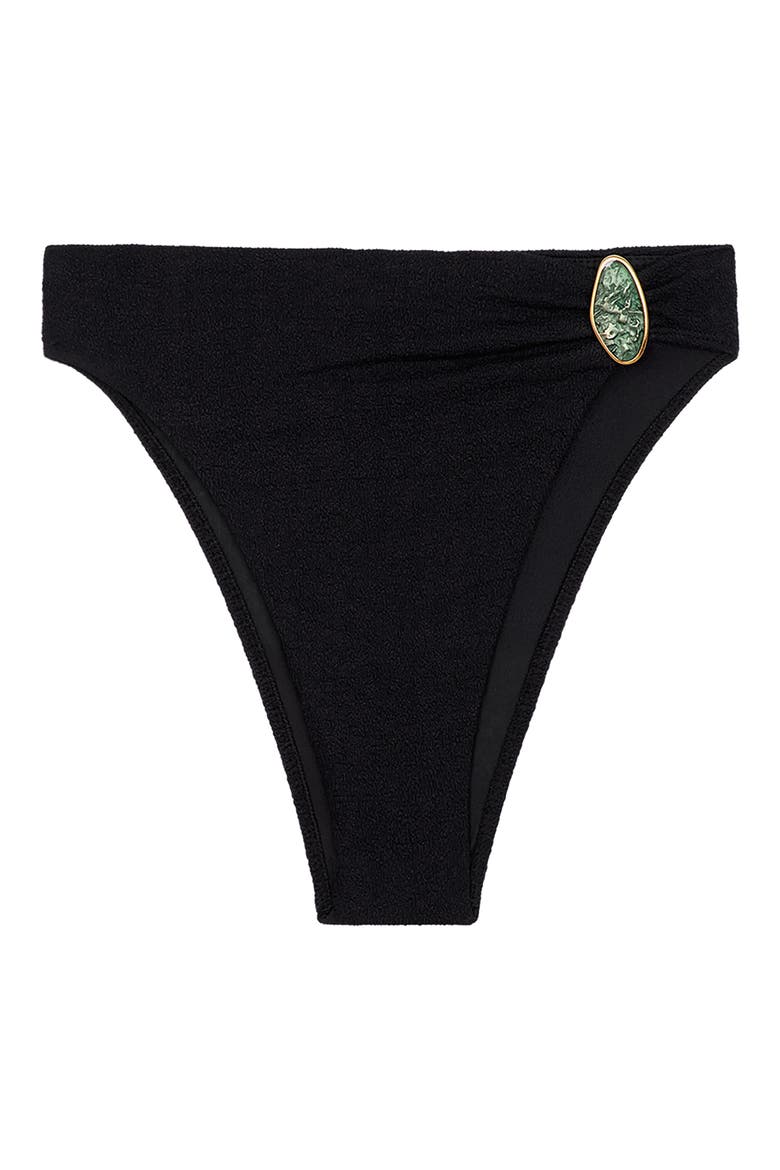 Petra Gigi High Waist Hot Bikini Bottoms, Alternate, color, BLACK