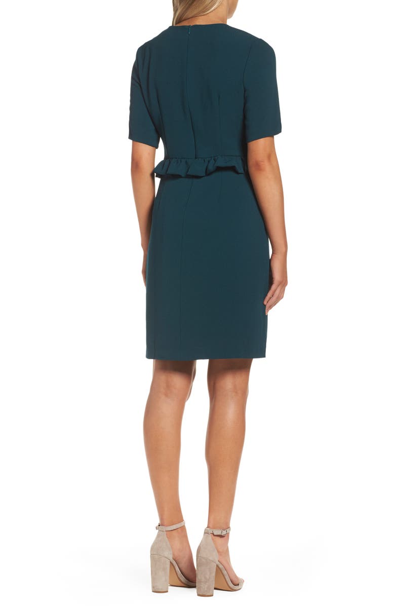 Charles Henry Ruffle Crepe Sheath Dress, Alternate, color,